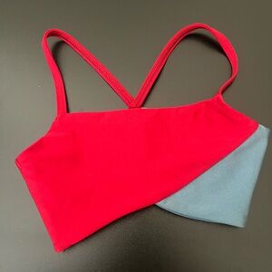 Tiger Friday Red and Gray Colorblock Crop Top